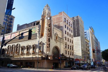 Los Angeles, California  October 11, 2023: TOWER Theatre, historic Theatre at 802 S. Broadway in the historic Broadway Theater District in Downtown Los Angeles