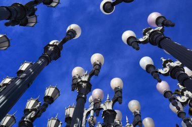 Los Angeles, California  December 10, 2023: Public Art URBAN LIGHT a sculpture by Chris Burden at the LACMA, Los Angeles County Museum of Art