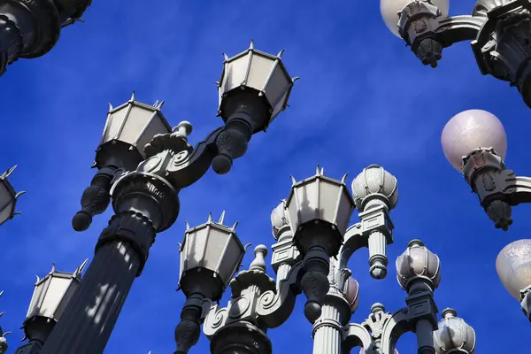 Los Angeles, California  December 10, 2023: Public Art URBAN LIGHT a sculpture by Chris Burden at the LACMA, Los Angeles County Museum of Art