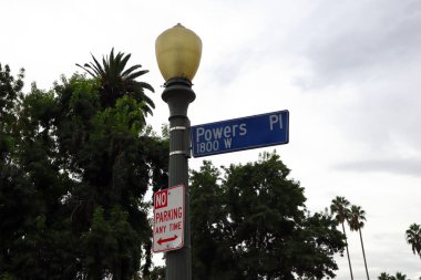 Los Angeles, California: Powers Place sign, the shortest street in Los Angeles, located in the Alvarado Terrace Historical District