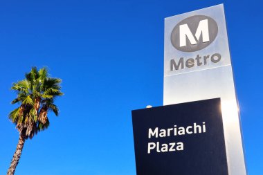 Los Angeles, Kaliforniya 6 Ekim 2023 Mariachi Plaza Metro Tren İstasyonu, Boyle Heights, Los Angeles