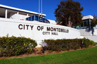 Montebello, California 30 Ekim 2023: Montebello Belediye Binası 1600 W Beverly Bulvarı, Montebello Los Angeles