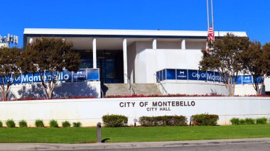 Montebello, California 30 Ekim 2023: Montebello Belediye Binası 1600 W Beverly Bulvarı, Montebello Los Angeles