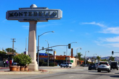 Montebello, California  October 30, 2023: Entrance of the City of Montebello, city in Los Angeles County, southwest of San Gabriel Valley clipart