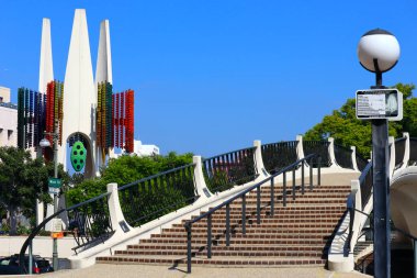 Los Angeles, California  October 10, 2023: view of Temple Street Bridge and Public Art 