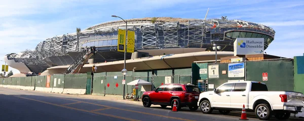 stock image Los Angeles, California - November 4, 2023: LMNA Lucas Museum of Narrative Art under construction. Designed by Ma Yansong and will open in Los Angeles Exposition Park in 2025