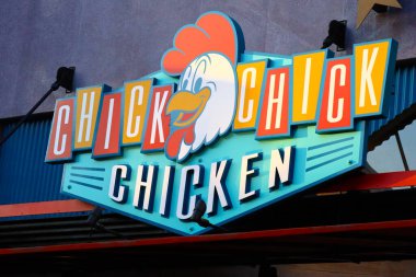Universal City, Hollywood, California - 3 Ekim 2023: Universal Stüdyoları, Hollywood 'da Citywalk' taki Chick Chick Restoranı 
