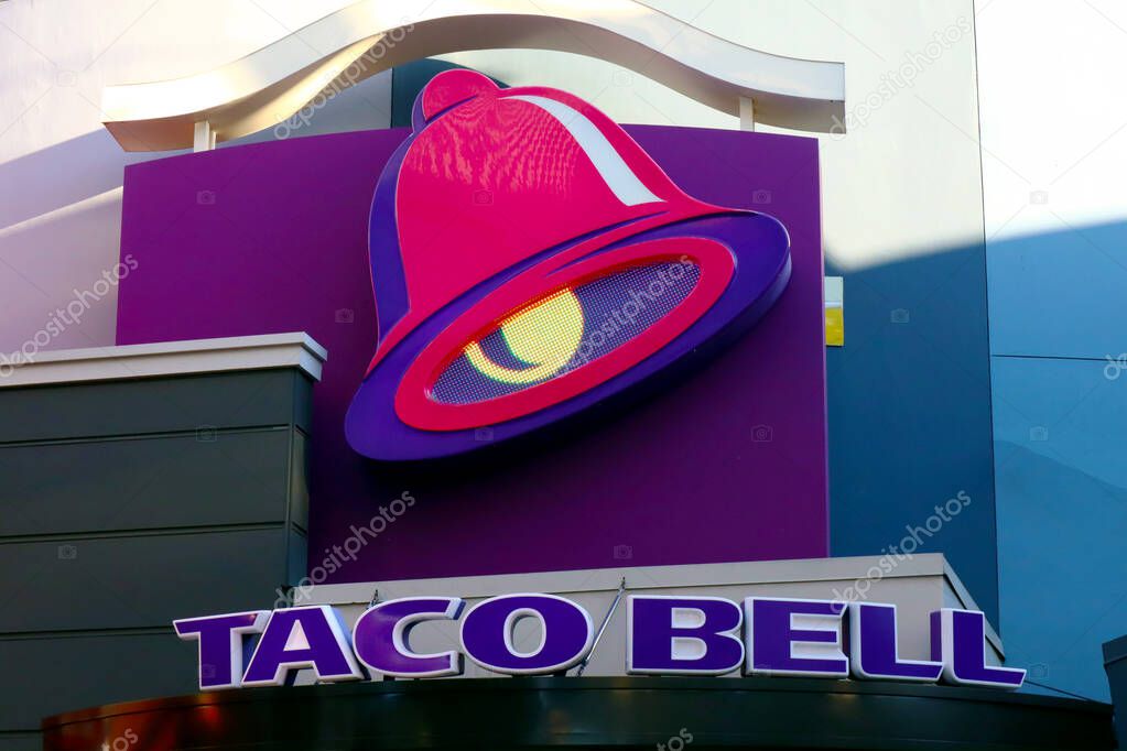 Universal City, Hollywood, California - October 3, 2023: TACO BELL fast food restaurant on CityWalk at Universal Studios Hollywood