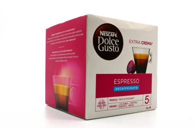 Roma, İtalya - 17 Şubat 2024: Nescafe Dolce Gusto Kahve kapsülleri. Nescafe bir Nestle markasıdır.