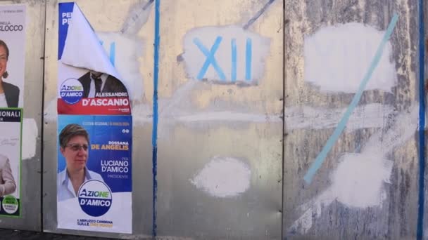 Abruzja Włochy Marca 2024 Plakaty Murów Wyborczych Dla Regionalnych Elekcji — Wideo stockowe