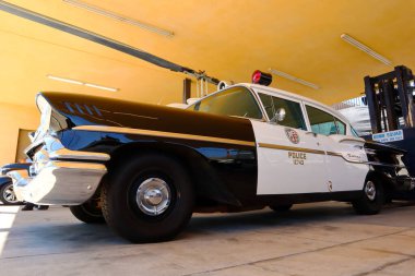 Los Angeles, California - May 5, 2024: Exhibition of Police vehicles at the LAPD Los Angeles Police Museum, the Nation preeminent Museum dedicated to the rich history of the LAPD clipart
