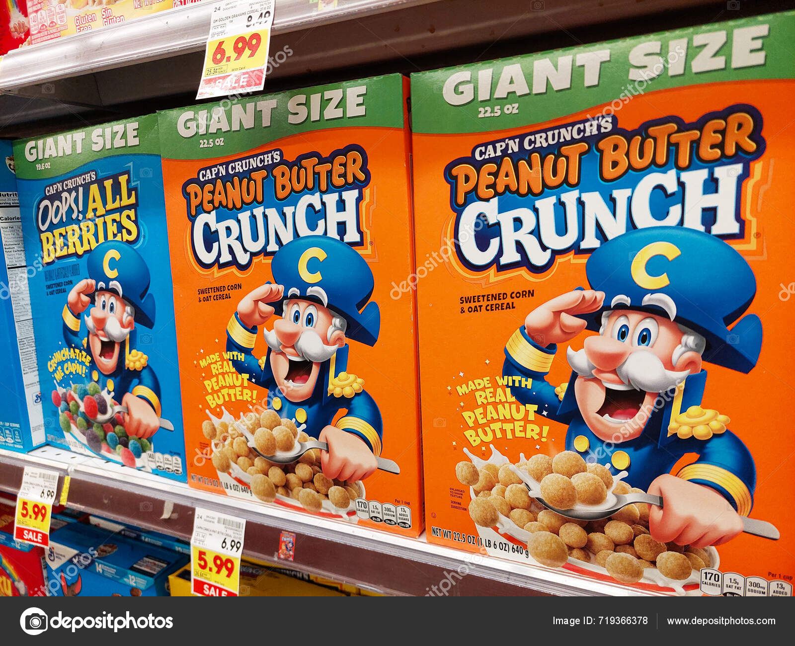 Los Angeles California May 2024 Cap'n Crunch Cereals Shelf Supermarket — Stock Editorial Photo