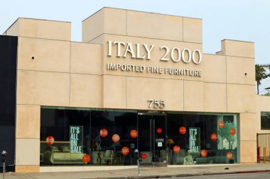 Los Angeles, California - July 20, 2024: ITALY 2000 Imported fine furniture. Contemporary modern Italian Furniture Store located at 755 N La Brea Ave, Los Angeles clipart