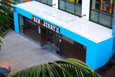 Hollywood, Los Angeles, California - July 20, 2024: BEN and JERRY'S American company of manufactures ice cream, frozen yogurt, and sorbet clipart