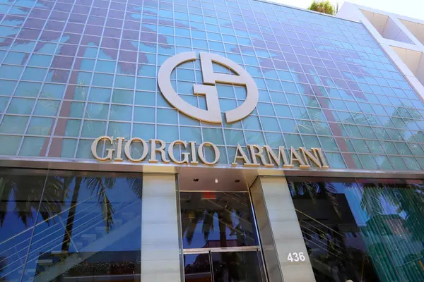 stock image Beverly Hills, California - 18 July 2024: GIORGIO ARMANI fashion store on Rodeo Drive, Beverly Hills