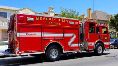 Beverly Hills, California - 18 Temmuz 2024: BEVERLY HILLS İtfaiye Ambulans Aracı