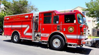 Beverly Hills, California - 18 Temmuz 2024: BEVERLY HILLS İtfaiye Ambulans Aracı