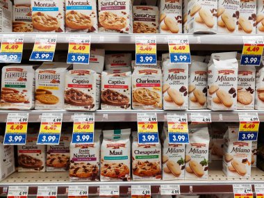 Los Angeles, California - July 21, 2024: PEPPERIDGE FARM Cookies on a shelf in a supermarket clipart