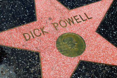Hollywood, Los Angeles, California - July 22, 2024: Star of DICK POWELL on Hollywood Walk of Fame, Hollywood Boulevard
