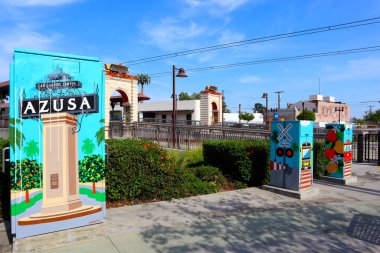 Azusa, California - 13 May 2024: City of Azusa, Artistic Illustration placed near the Azusa Downtown Metro Station clipart