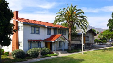 Azusa, California - 13 Mayıs 2024: Azusa Tarih Müzesi, Durrell Müzesi 729 N Dalton Bulvarı, Azusa