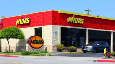 Monrovia, LA County, California - May 19, 2024: MIDAS Auto Repair, Oil Changes, Brakes and Tires clipart