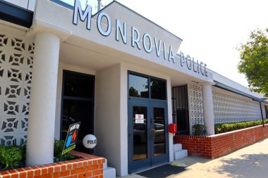 Monrovia, LA County, California  May 19, 2024: City of Monrovia Police Department located at 140 E Lime Ave, Monrovia clipart