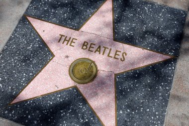 Hollywood, Los Angeles, Kaliforniya - 8 Mart 2025: Hollywood Şöhret Yolu 'ndaki Beatles' ın Yıldızı, Hollywood Bulvarı
