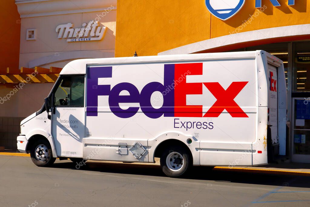Norwalk, California - January 16, 2025: FEDEX delivery Van