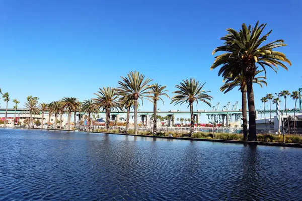 San Pedro, Los Angeles Limanı, Kaliforniya - 13 Ocak 2025 Gateway Plaza Fanfare Fountain