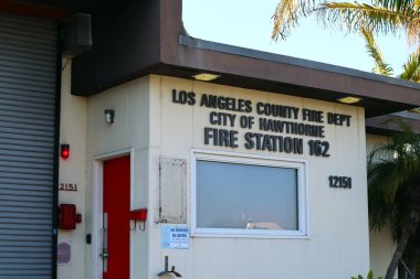 Hawthorne (LA County), Kaliforniya - 18 Ocak 2025: Los Angeles İlçe İtfaiyesi, Hawthorne Şehri, İtfaiye İstasyonu 162, 12151 Crenshaw Bulvarı