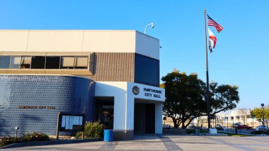 Hawthorne (LA County), Kaliforniya - 18 Ocak 2025: Hawthorne Belediye Binasının Dış Görünümü 4455 Batı 126. Cadde