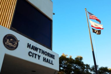 Hawthorne (LA County), Kaliforniya - 18 Ocak 2025: Hawthorne Belediye Binasının Dış Görünümü 4455 Batı 126. Cadde