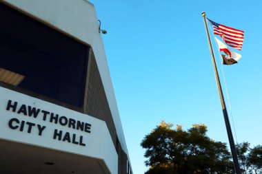 Hawthorne (LA County), Kaliforniya - 18 Ocak 2025: Hawthorne Belediye Binasının Dış Görünümü 4455 Batı 126. Cadde