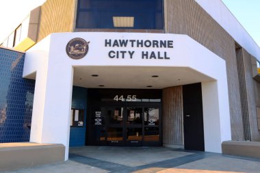 Hawthorne (LA County), Kaliforniya - 18 Ocak 2025: Hawthorne Belediye Binasının Dış Görünümü 4455 Batı 126. Cadde
