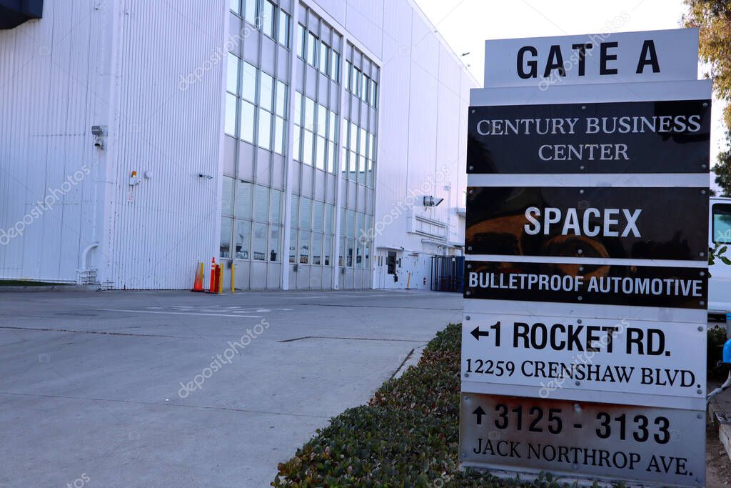 Hawthorne (LA County), California - January 18, 2025: Exterior View of SpaceX Headquarters located at 1 Rocket Road