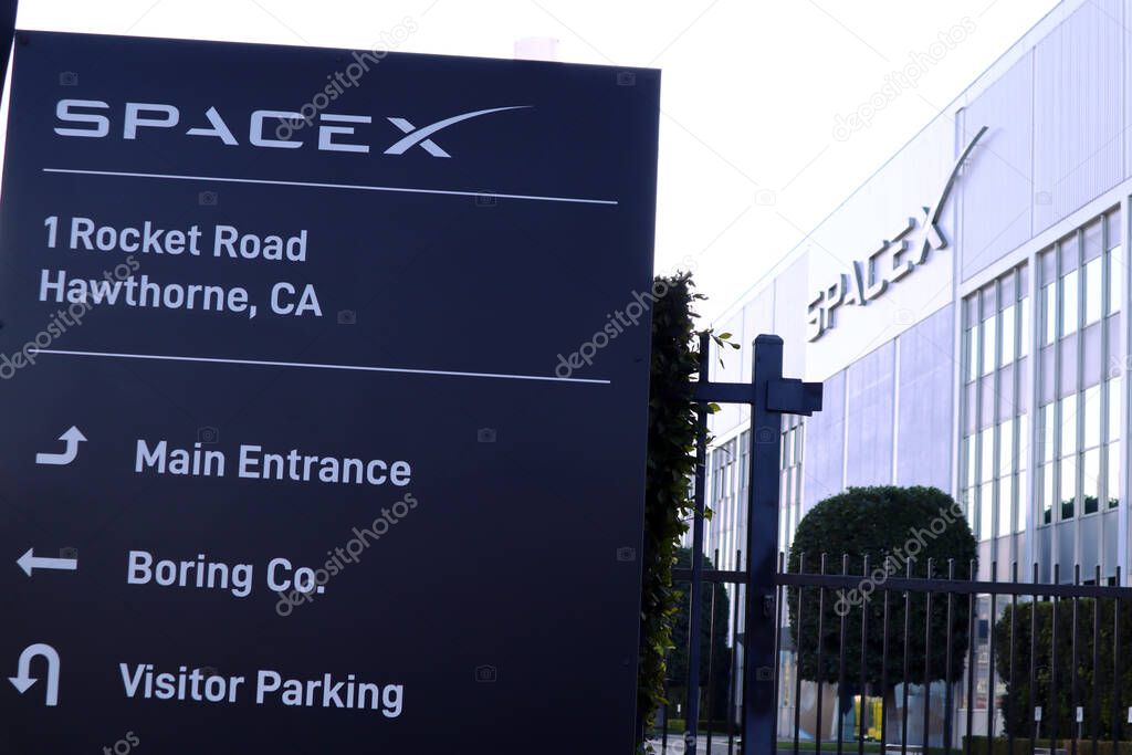 Hawthorne (LA County), California - January 18, 2025: Exterior View of SpaceX Headquarters located at 1 Rocket Road