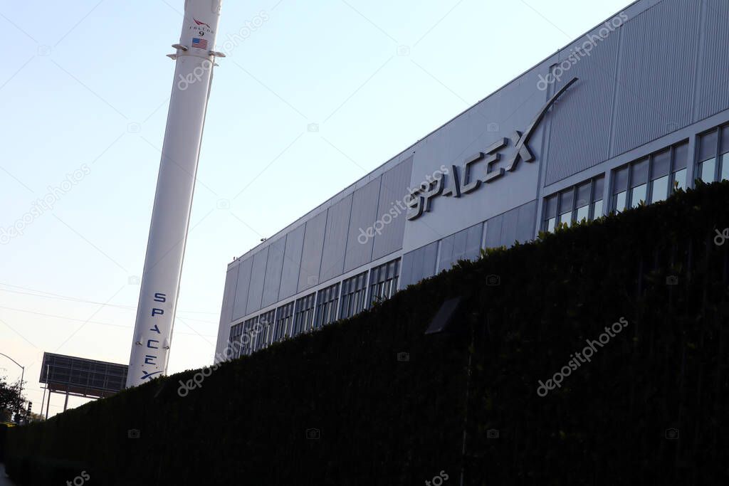Hawthorne (LA County), California - January 18, 2025: Exterior View of SpaceX Headquarters located at 1 Rocket Road
