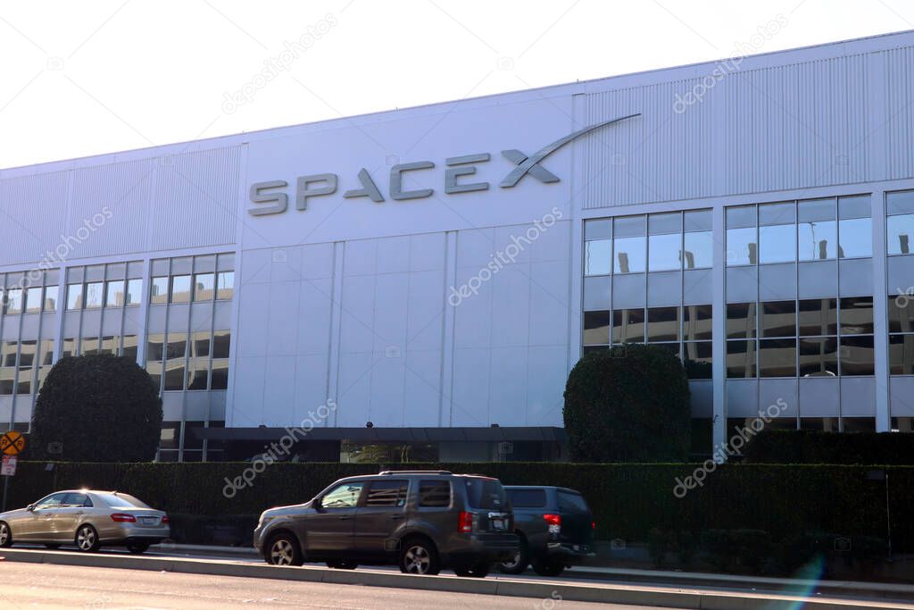 Hawthorne (LA County), California - January 18, 2025: Exterior View of SpaceX Headquarters located at 1 Rocket Road