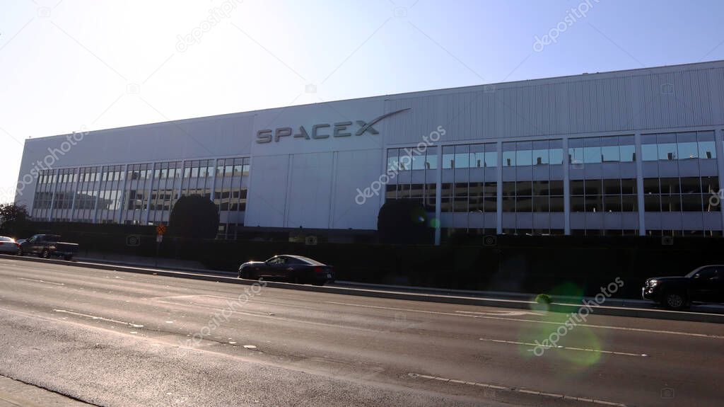 Hawthorne (LA County), California - January 18, 2025: Exterior View of SpaceX Headquarters located at 1 Rocket Road