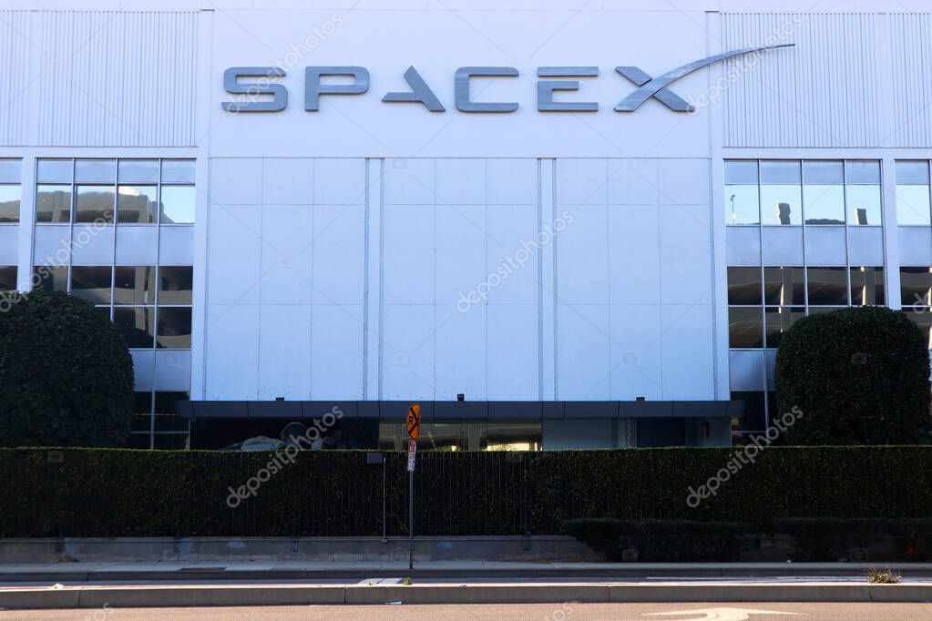 Hawthorne (LA County), California - January 18, 2025: Exterior View of SpaceX Headquarters located at 1 Rocket Road