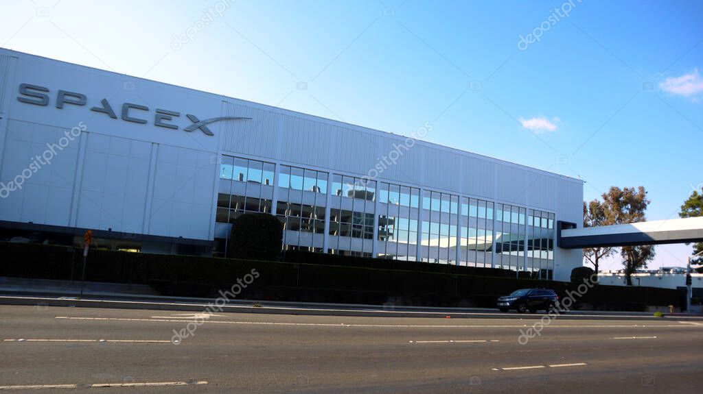 Hawthorne (LA County), California - January 18, 2025: Exterior View of SpaceX Headquarters located at 1 Rocket Road
