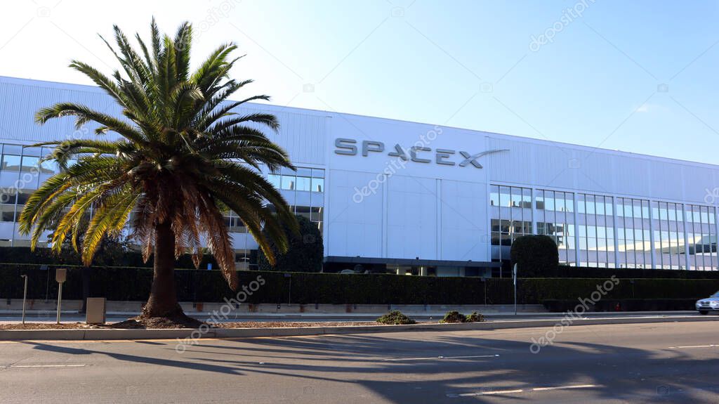 Hawthorne (LA County), California - January 18, 2025: Exterior View of SpaceX Headquarters located at 1 Rocket Road