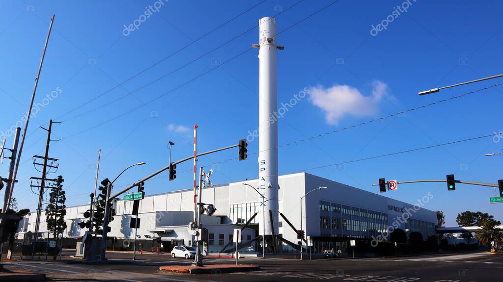 Hawthorne (LA County), California - January 18, 2025: Exterior View of SpaceX Headquarters located at 1 Rocket Road