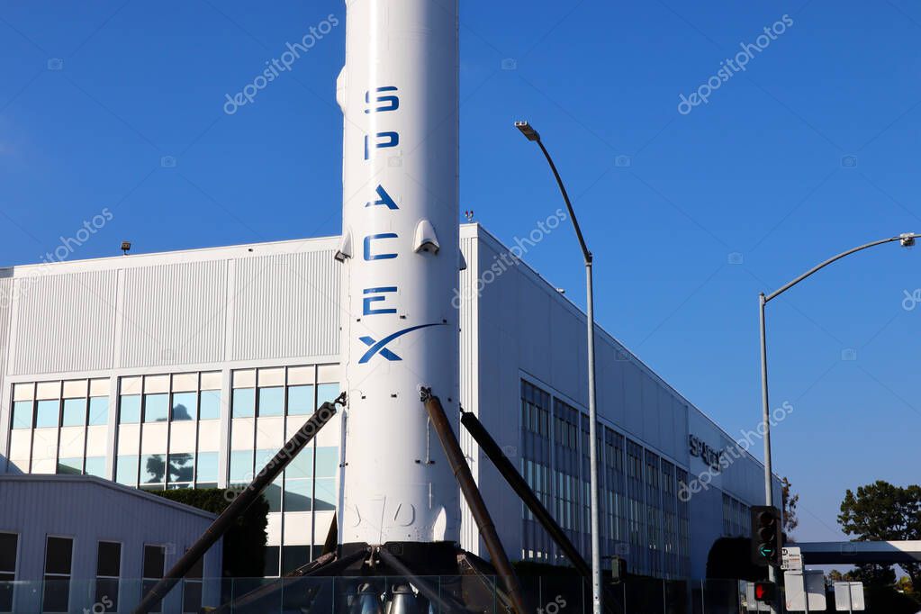 Hawthorne (LA County), California - January 18, 2025: Exterior View of SpaceX Headquarters located at 1 Rocket Road