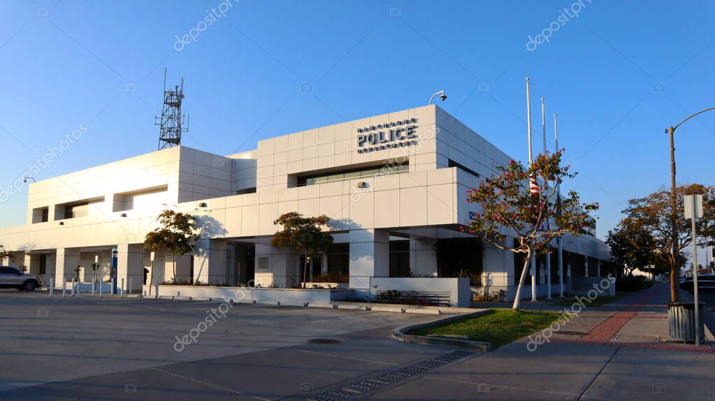 Hawthorne (LA County), California - January 18, 2025: Exterior View of Hawthorne Police Department Headquarters