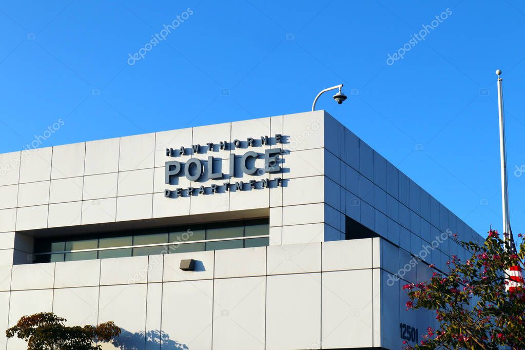 Hawthorne (LA County), California - January 18, 2025: Exterior View of Hawthorne Police Department Headquarters