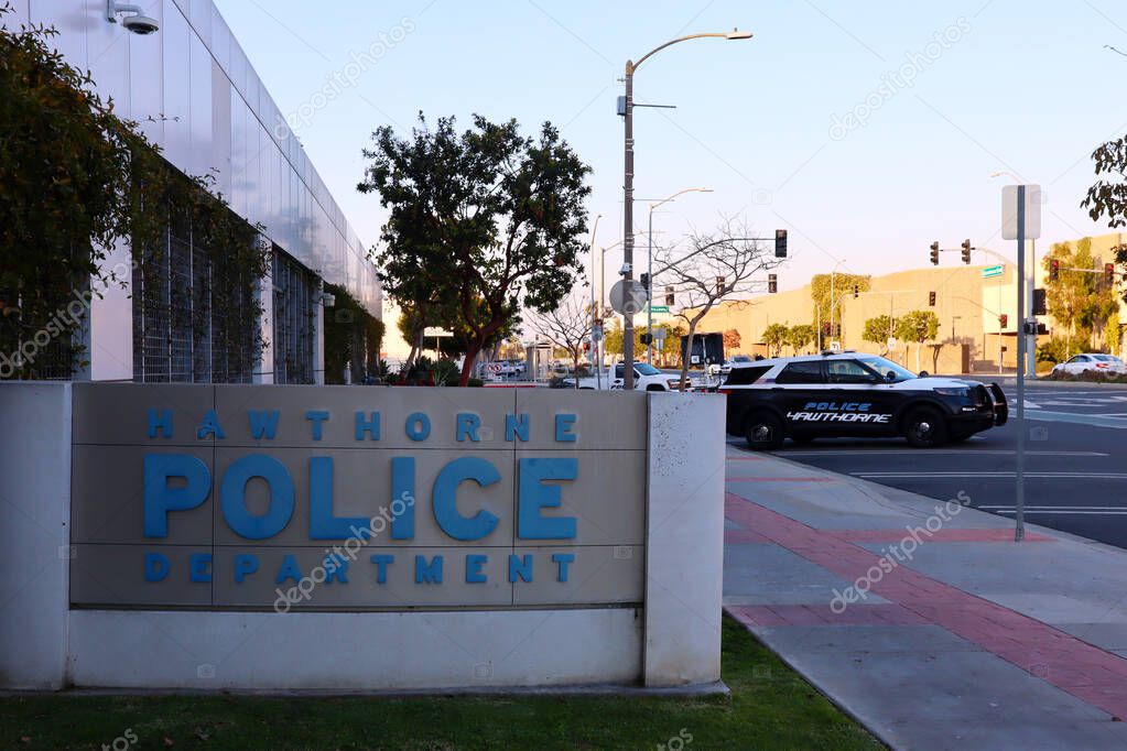 Hawthorne (LA County), California - January 18, 2025: Exterior View of Hawthorne Police Department Headquarters
