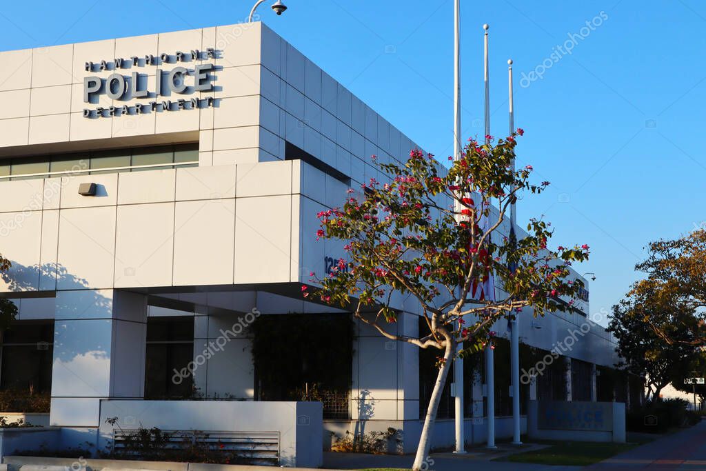 Hawthorne (LA County), California - January 18, 2025: Exterior View of Hawthorne Police Department Headquarters