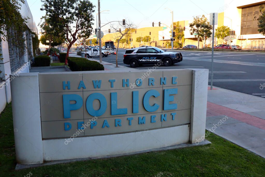 Hawthorne (LA County), California - January 18, 2025: Exterior View of Hawthorne Police Department Headquarters